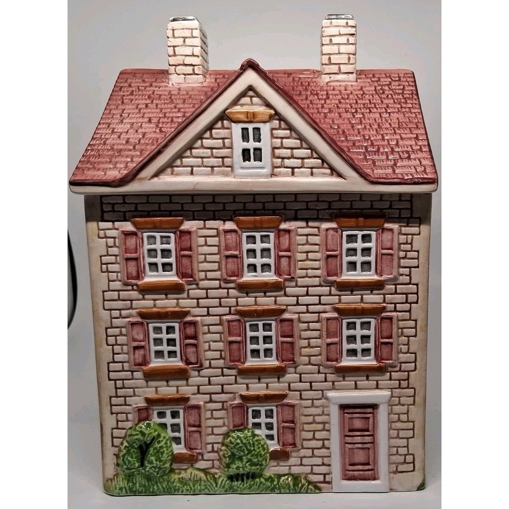 Ceramic House Canister Pink Roof Cottage Style Good Condition "Read"